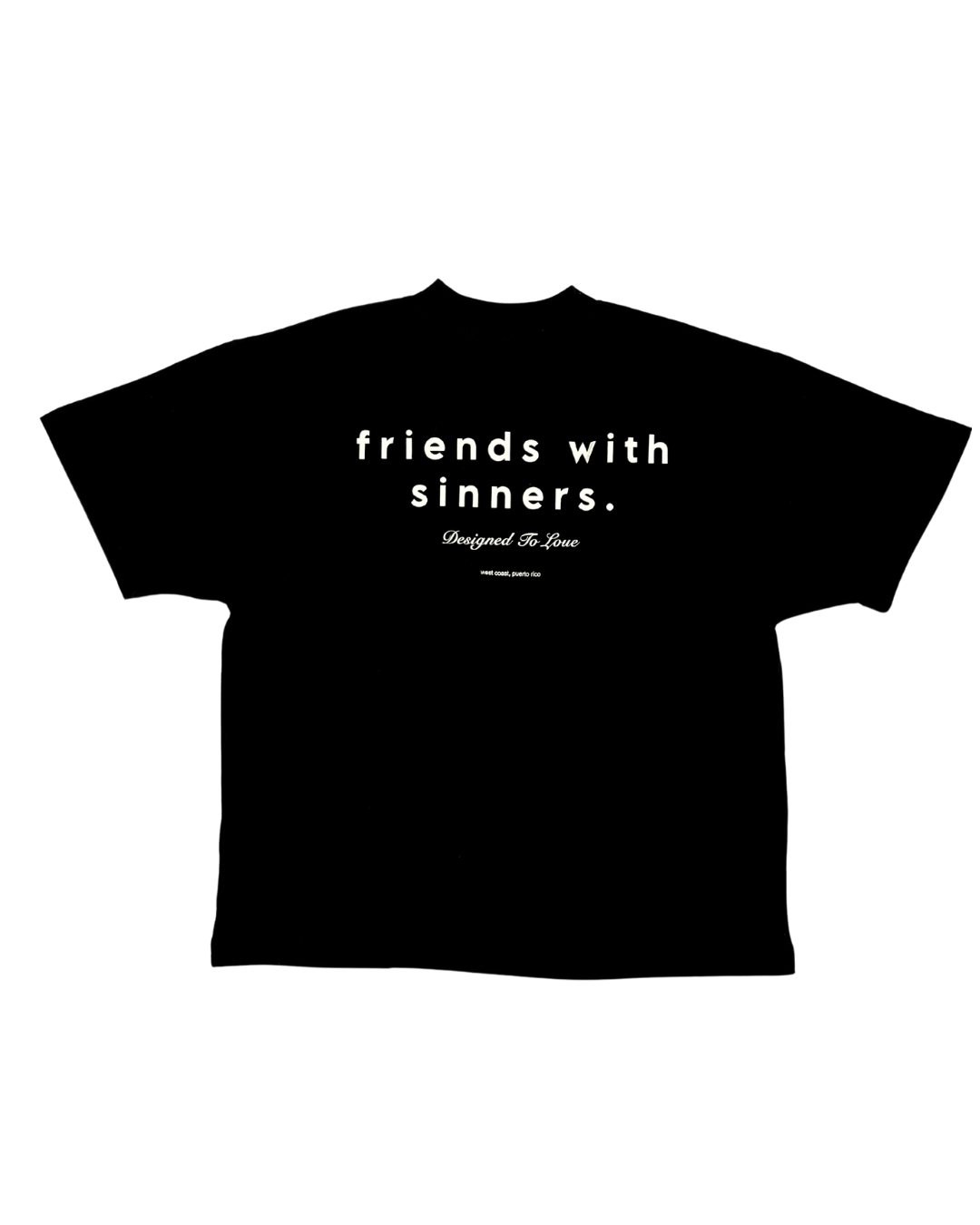 oversized friends with sinners tee